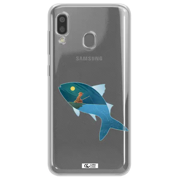 a fish with a man fishing Samsung A20 Clear TPU Case