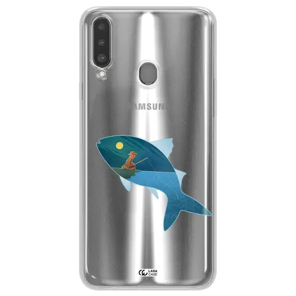 a fish with a man fishing Samsung A20S Clear TPU Case