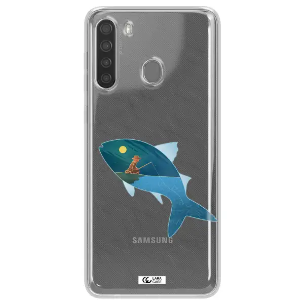 a fish with a man fishing Samsung A21 Clear TPU Case