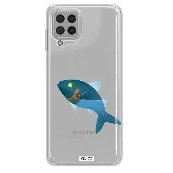 a fish with a man fishing Samsung A22 4g Clear TPU Case