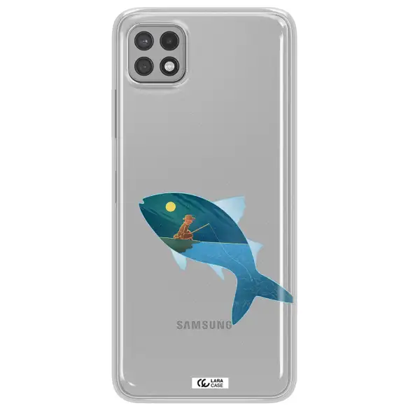 a fish with a man fishing Samsung A22 5g Clear TPU Case