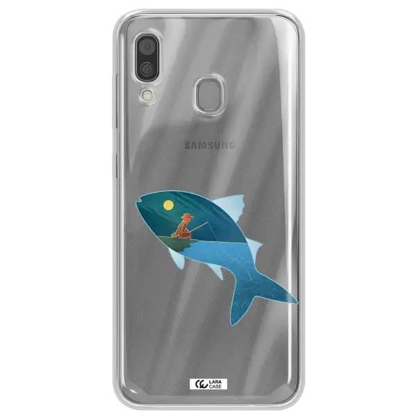 a fish with a man fishing Samsung A30 Clear TPU Case