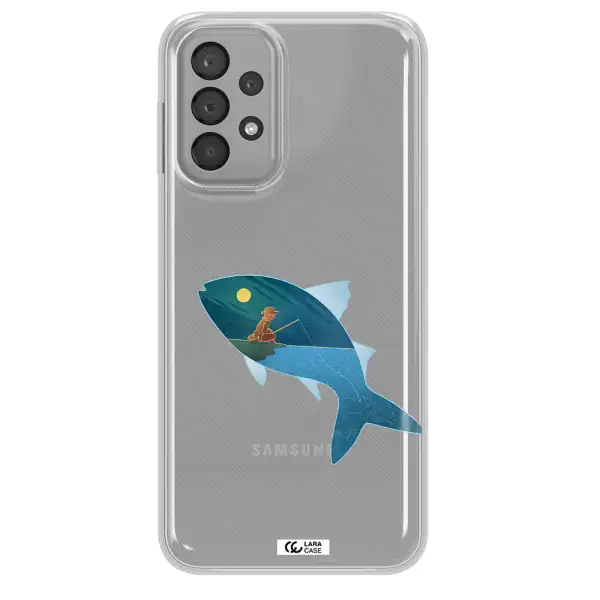 a fish with a man fishing Samsung A33 Clear TPU Case
