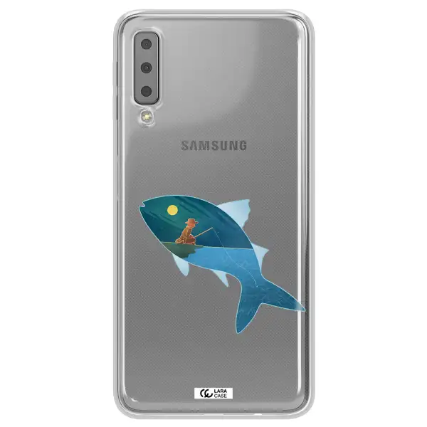 a fish with a man fishing Samsung A7 2018 Clear TPU Case