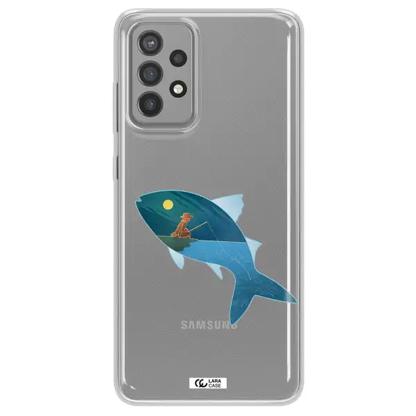 a fish with a man fishing Samsung A72 Clear TPU Case