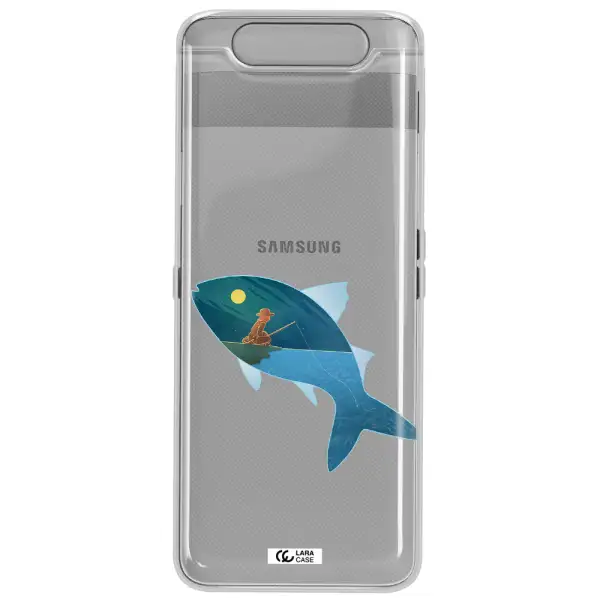 a fish with a man fishing Samsung A80 Clear TPU Case