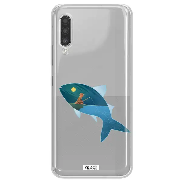 a fish with a man fishing Samsung A90 Clear TPU Case