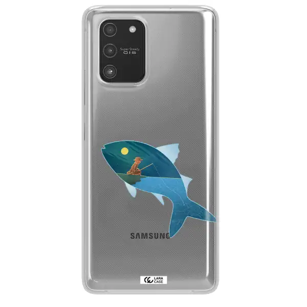 a fish with a man fishing Samsung A91 Clear TPU Case