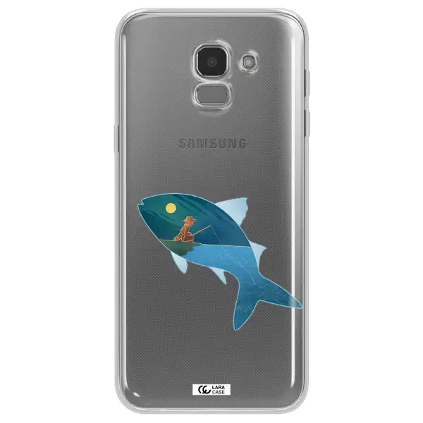 a fish with a man fishing Samsung J6 Clear TPU Case