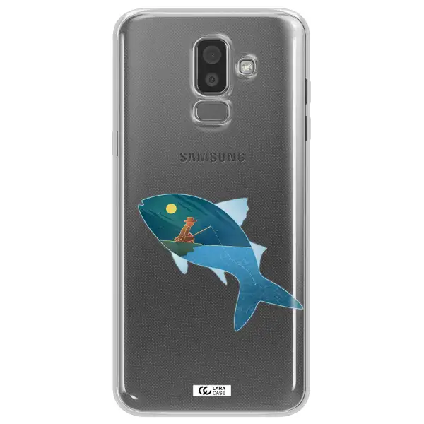 a fish with a man fishing Samsung J8 Clear TPU Case