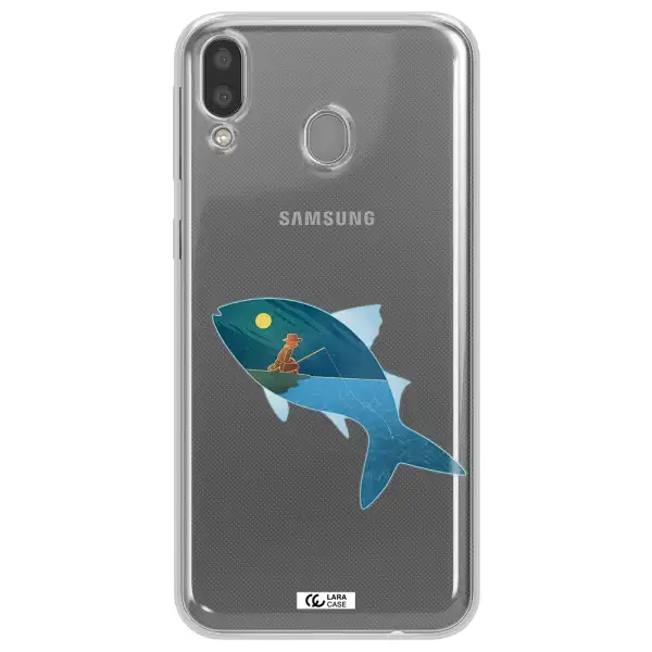 a fish with a man fishing Samsung M20 Clear TPU Case