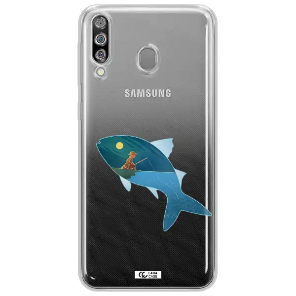 a fish with a man fishing Samsung M30 Clear TPU Case