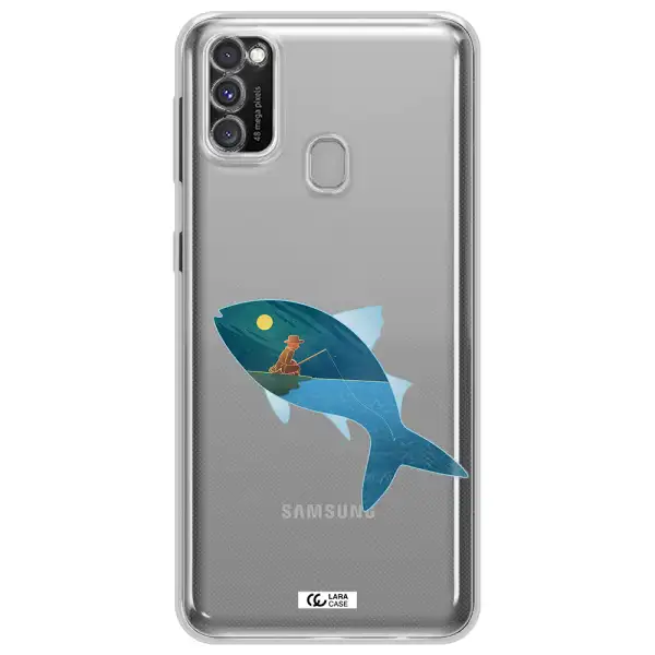 a fish with a man fishing Samsung M30S Clear TPU Case
