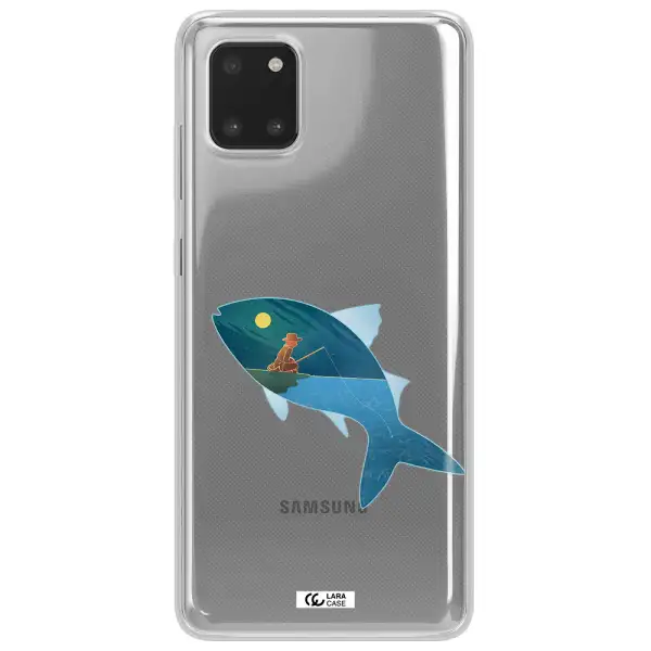 a fish with a man fishing Samsung Note 10 Lite Clear TPU Case