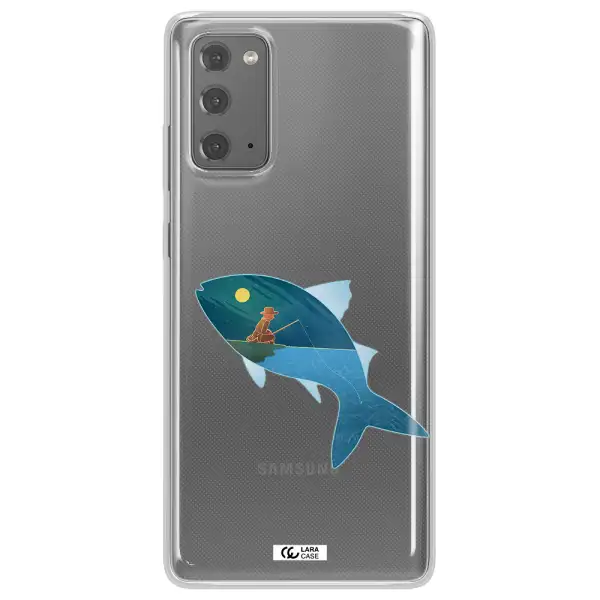 a fish with a man fishing Samsung Note 20 Clear TPU Case