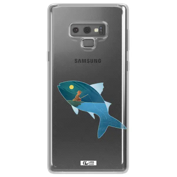 a fish with a man fishing Samsung Note 9 Clear TPU Case