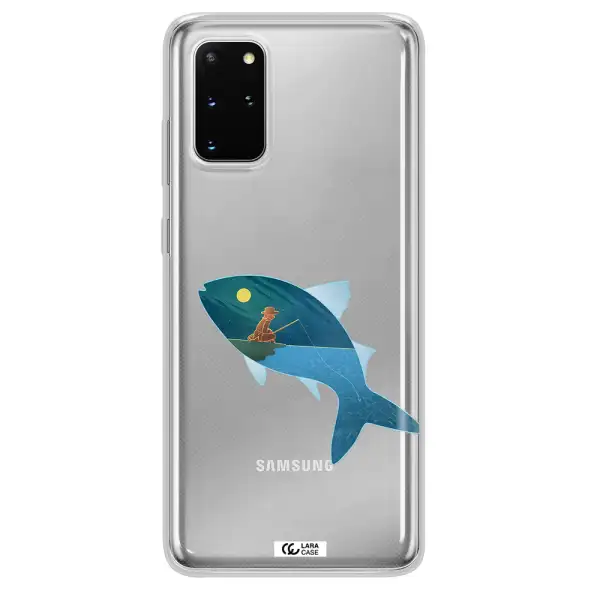 a fish with a man fishing Samsung S 20 Plus Clear TPU Case
