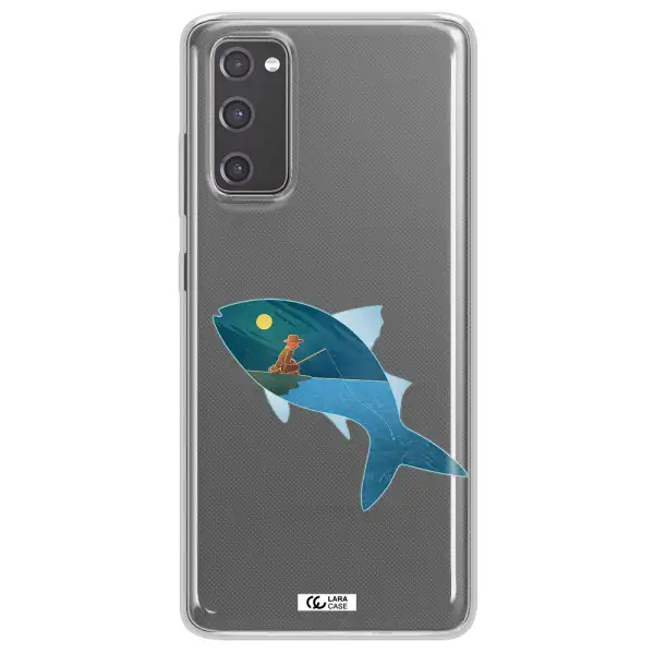 a fish with a man fishing Samsung S20 Fe Clear TPU Case