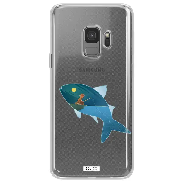 a fish with a man fishing Samsung S9 Clear TPU Case