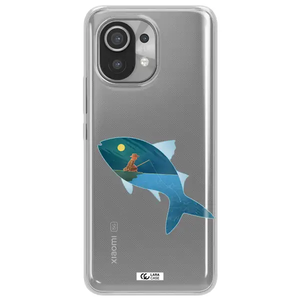 a fish with a man fishing Xiaomi Mi 11 Clear TPU Case