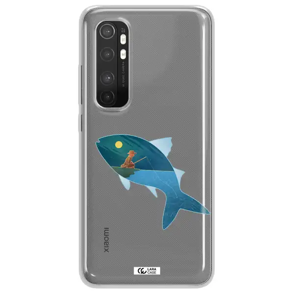 a fish with a man fishing Xiaomi Mi Note 10 Lite Clear TPU Case