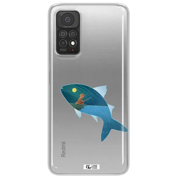 a fish with a man fishing Xiaomi Note 11 Pro Clear TPU Case