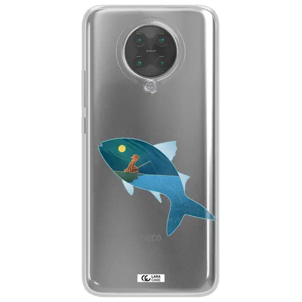 a fish with a man fishing Xiaomi Poco F2 Pro Clear TPU Case