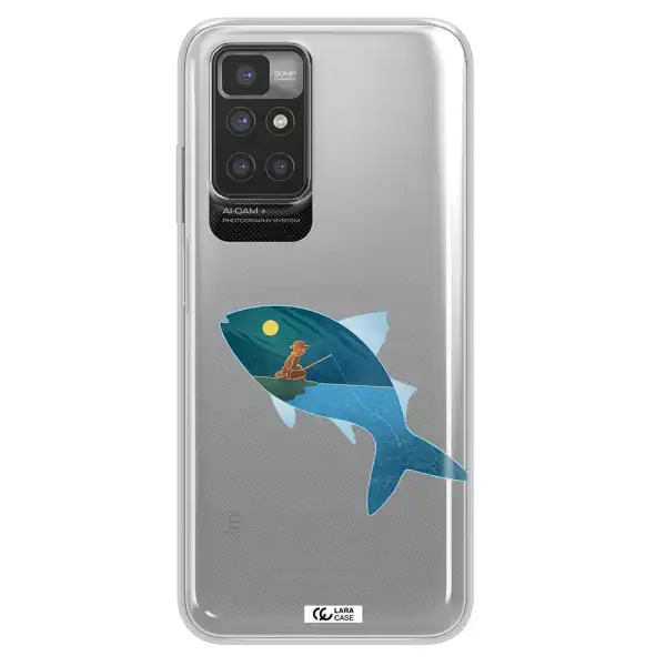 a fish with a man fishing Xiaomi Redmi 10 Clear TPU Case