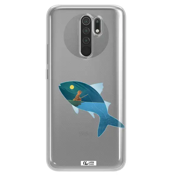 a fish with a man fishing Xiaomi Redmi 9 Clear TPU Case