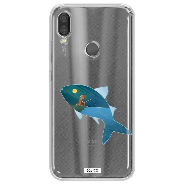 a fish with a man fishing Xiaomi Redmi Note 7 Clear TPU Case
