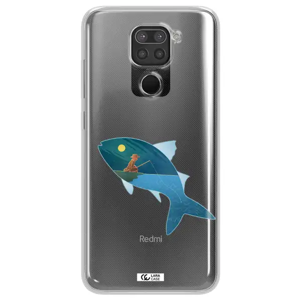 a fish with a man fishing Xiaomi Redmi Note 9 Clear TPU Case