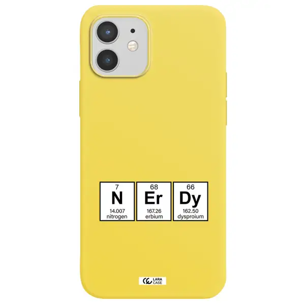 a group of periodic table symbols Apple iPhone 12 mini Silicone canary yellow Case
