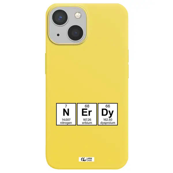 a group of periodic table symbols Apple iPhone 13 mini Silicone canary yellow Case