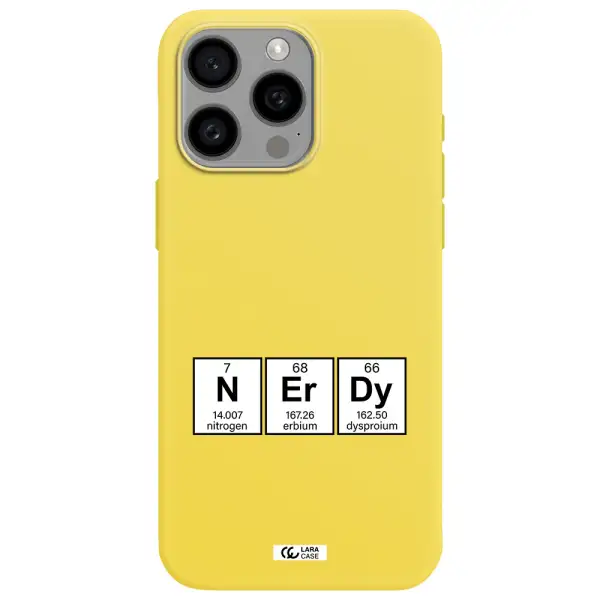 a group of periodic table symbols Apple Iphone 15 Pro max Silicone canary yellow Case