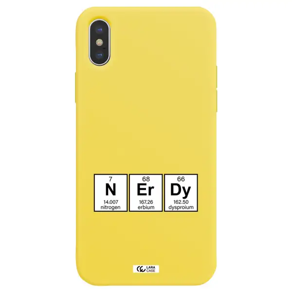 a group of periodic table symbols Apple iPhone XS Silicone canary yellow Case