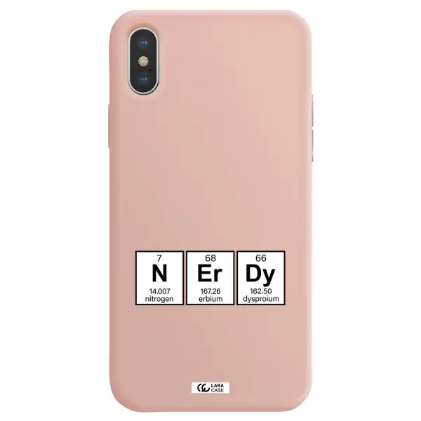 a group of periodic table symbols Apple iPhone XS Silicone pastel pink Case