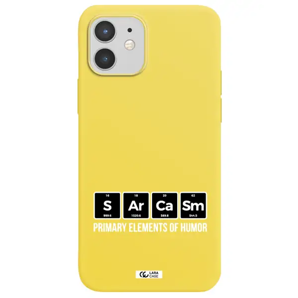 a group of black square letters with white text Apple iPhone 12 mini Silicone canary yellow Case