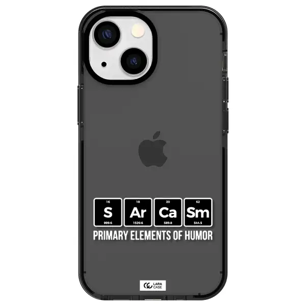 a group of black square letters with white text Apple iPhone 15 impact Smoke Black Case