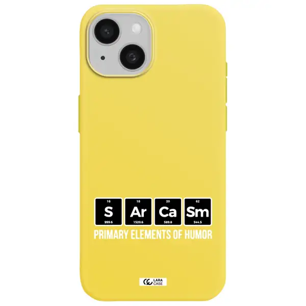 a group of black square letters with white text Apple iPhone 15 Silicone canary yellow Case