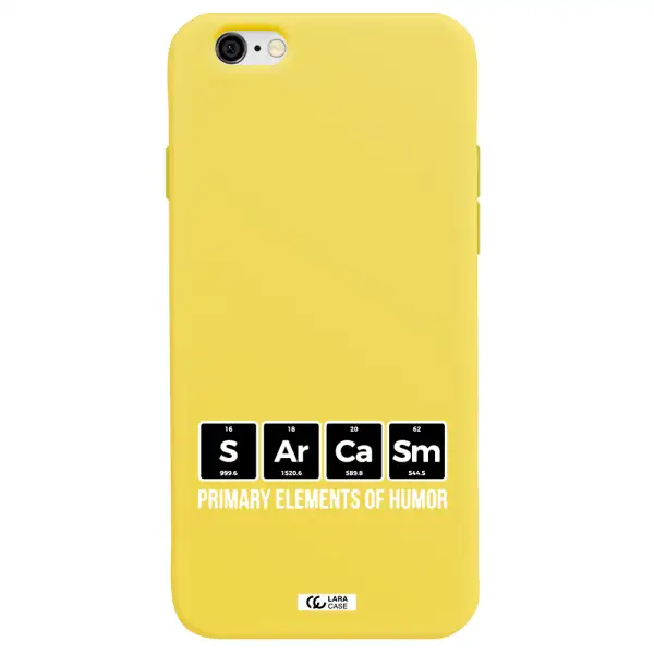 a group of black square letters with white text Apple iPhone 6 Silicone canary yellow Case