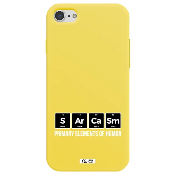 a group of black square letters with white text Apple iPhone 8 Silicone canary yellow Case