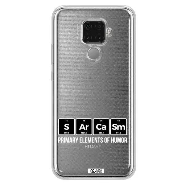 a group of black square letters with white text Huawei Mate 30 Lite Clear TPU Case