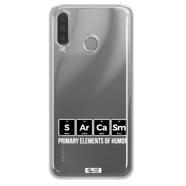 a group of black square letters with white text Huawei P30 Lite Clear TPU Case