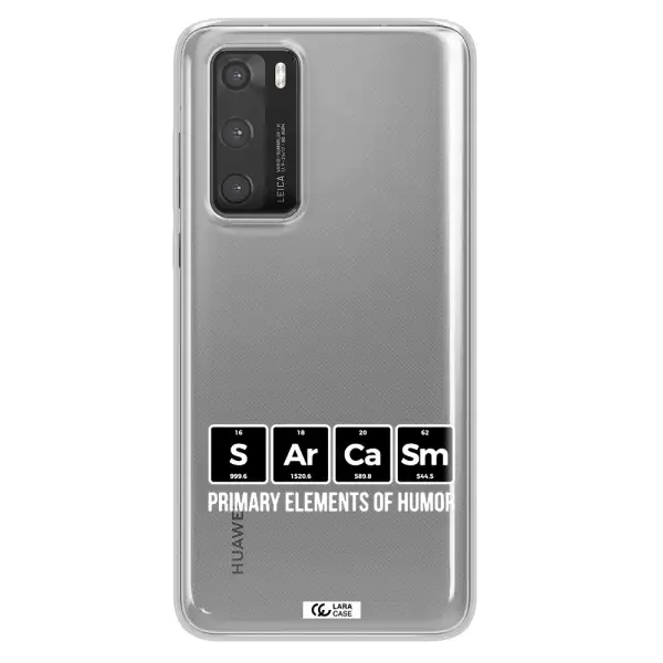 a group of black square letters with white text Huawei P40 Clear TPU Case