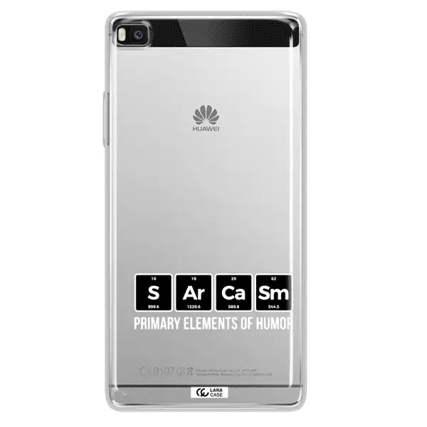 a group of black square letters with white text Huawei P8 Clear TPU Case