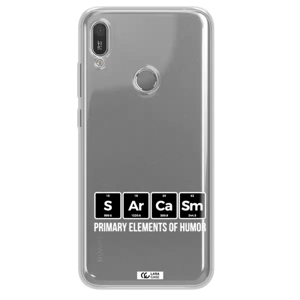 a group of black square letters with white text Huawei Y6 2019 Clear TPU Case