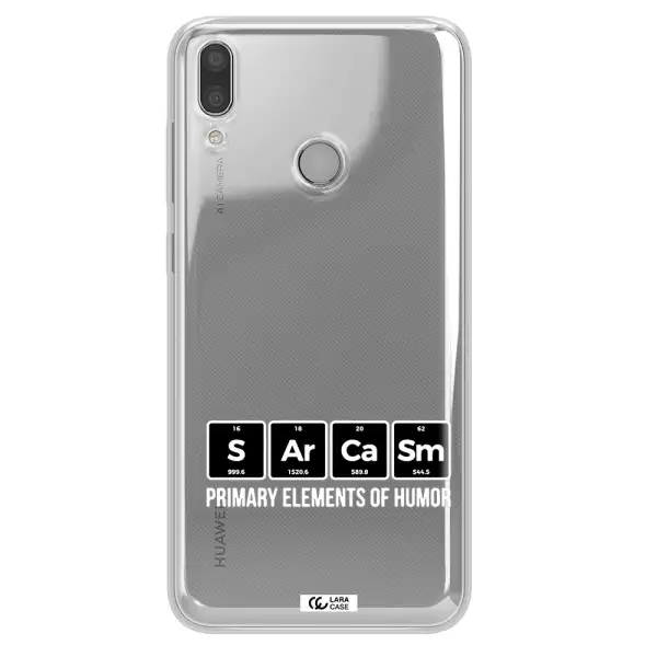 a group of black square letters with white text Huawei Y9 2019 Clear TPU Case