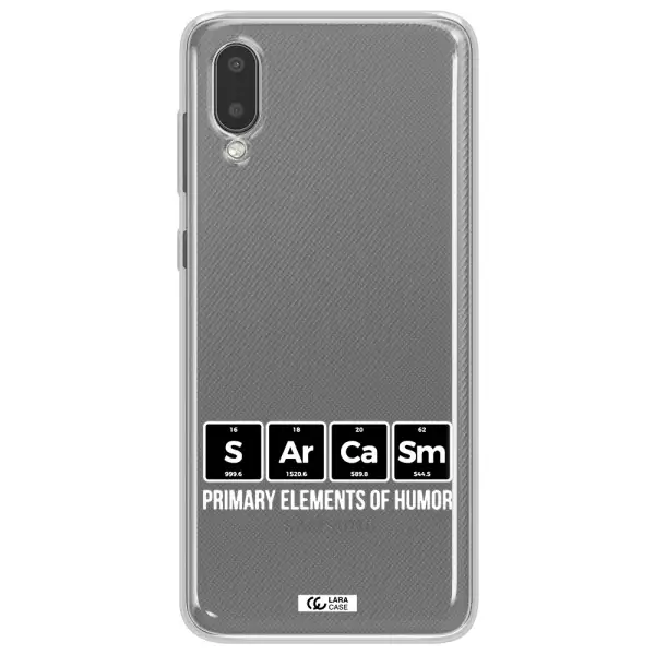 a group of black square letters with white text Samsung A02 Clear TPU Case