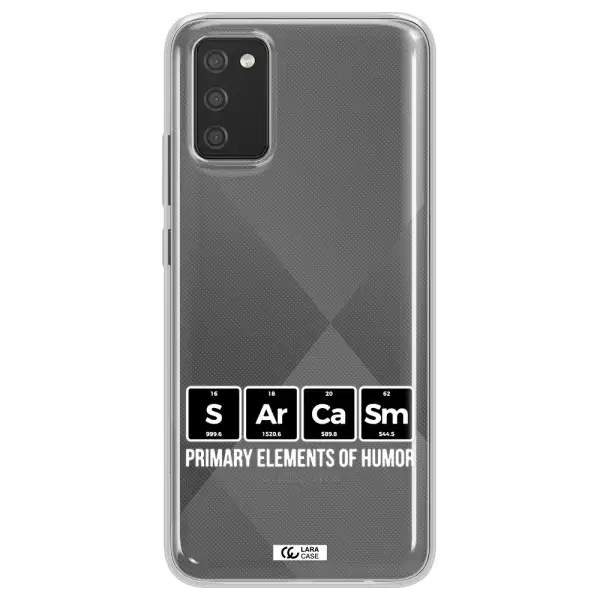 a group of black square letters with white text Samsung A02S Clear TPU Case