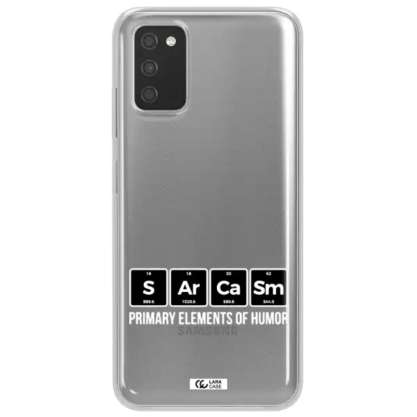 a group of black square letters with white text Samsung A03S Clear TPU Case